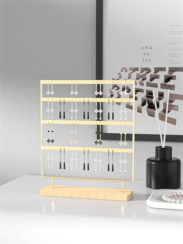 Julysky Earring Holder Organizer, Earring Stand, 4 Layers, Golden - color: Golden, size: 4 Layers
