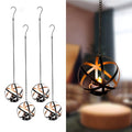 Solar Lanterns Outdoor Waterproof, 4 Pack Hanging Tea Lights with Candle Holder, Small Solar Chandelier for Trees, Patio, Backyard, Garden, Porch, Balcony Decorative (Armillary)