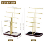 modern T-shaped jewelry rack, jewelry tower, gold metal, square ceramic base decoration display tower, necklace, bracelet, ring storage rack (4-layer wooden pallet black) - style: 4-layer wooden pallet black
