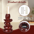 Faux Pebble Taper Candle Holders Set of 2, Modern Candlestick Holders for Table Centerpieces,Shelf Decor,Housewarming Gift, Fits 0.87'' Candles, Coffee Brown