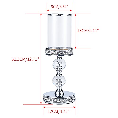 Candle Holders for Pillar Candle, Pillar Crystal Candle Holders, Candlesticks Holder for Wedding, Dining Coffee Table, Centerpieces, Home Decor CH00XM - size: 2 crystal balls