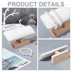 NBEADS Wooden Watch Display Stand, T-Bar Bracelet Holder PU Leather Jewelry Organizer Holder Removable Bangle Anklet Tower Rack for Home Use, Retail Display Selling, White, 7.6×1.97×3.39 Inch