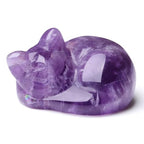 LAIDANLA Amethyst Cat Healing Crystals Figurine Sleeping Cat Hand Carved Cute Statue Polished Stone Sculpture Reiki Office Room Bedroom Desk Home Decoration Gifts 1.6" - color: D-amethyst
