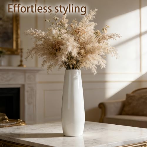 12 Inch White Vase Ceramic Flower Vase, Tall Vases for Pampas Grass, Home Decor, Modern Textured Vases for Living Room Decorations,Table Centerpieces,Shelf,Farmhouse Small Ceramic Vase - style: Shape 8