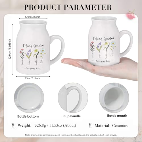 Personalized Flower Vase Small Ceramic Vase with Birth Month Flower Decorative Vases for Flowers Home Decor Mother's Day Birthday Gift for Mom, Wife, Grandma, Mama, Nana - color: Style 03