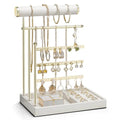 VLANDO Jewelry Stand Organizer with Ring Holder, Jewelry Holder Organizer with Tray, Necklace Holder Bracket Holder Earring Holder - White - color: White