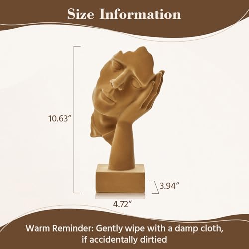 Velvet Flocked Thinker Sculpture for Bookshelf Decor, Hear No Evil Flocked Emotional Art Figurine Modern Abstract Art Statue Spring Decor for Home, Office, Desk Decor (Brown) - color: Nohear-brown