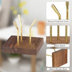 Hipiwe Gold Metal Arm Display Stand Decorative Ball Stand Easel with Wooden Base Rock Display Stand for Sphere Crystal Ball Eggs Mineral Geodes Rock Seashell, X- Large - size: X-Large