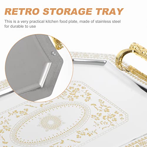 Cabilock Decorative Cake Tray 14.05X9.84 Inch Retro European Style Wedding Dessert Plate Elegant Storage Tray for Home Kitchen Serving