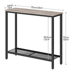 HOOBRO 29.5" Narrow Console Table, Small Entryway Table with Shelf, 2 Tier Thin Sofa Table, Behind Couch Table, Side Table, for Hallway, Living Room, Bedroom, Greige and Black BG74XG01 - color: Greige + Black