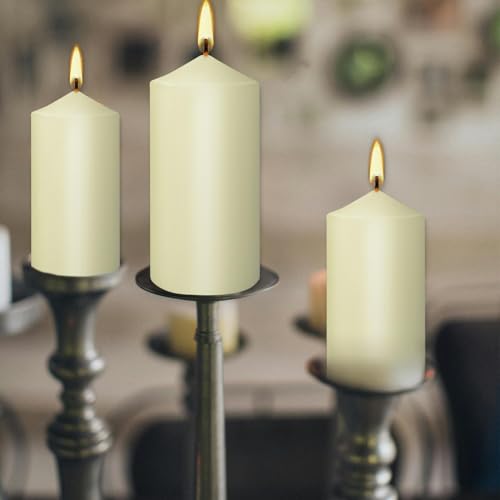 YOROXRG 2"x4" High Ivory Pillar Candles, Set of 20 Unscented. Bulk Buy. Ideal for Halloween, Wedding, Emergency Lanterns, Household, Wedding and Home Décor Candlesticks - color: Ivory-2"x4" 20