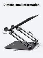 UGREEN Tablet Stand Holder for Desk Dual Rod Support Aluminum Tablet Holder Adjustable Multi-Angle Home Office Accessories Compatible with iPad Pro 13 12 11 10.5 Air Mini 5 4 3 2 Phone E-Reader Black - color: Black