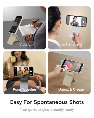 MOFT Phone Tripod Stand Selfie Stick for iPhone, Multi-Angles iPhone Stand, Lightweight & Portable Phone Holder, Strong Magnets, MOVAS Vegan Leather, Travel Essentials, Taupe (Without Card Slot) - color: Taupe x Without Card Slot, size: Wthout Card Slot -