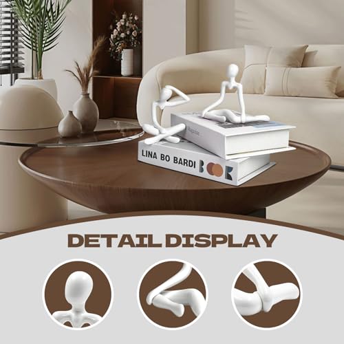 4PCS Thinker Style Abstract White Statue, Modern Simple ABS Abstract Sculpture Decor, for Home Living Room, Restaurant, Office, Bookshelf Decoration, Gifts