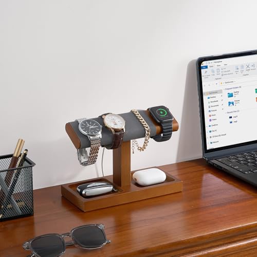 ProCase Wood Watch Display Stand Holder for Men, Wristwatch Tower with T-Bar Design, Hanging Watch Rack, Wooden Wrist Watch Tree - color: Brown, size: 1-Tier