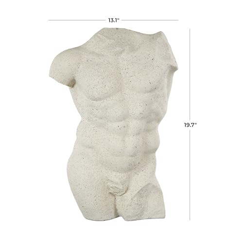 Deco 79 Polystone People Decorative Sculpture Textured Home Decor Statue with Black Speckles, Accent Figurine 13" x 8" x 20", White