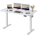 Furmax Electric Height Adjustable Standing Desk Large 55 x 24 Inches Sit Stand up Desk Home Office Computer Desk Memory Preset with T-Shaped Metal Bracket, White - color: White, size: 55 Inch