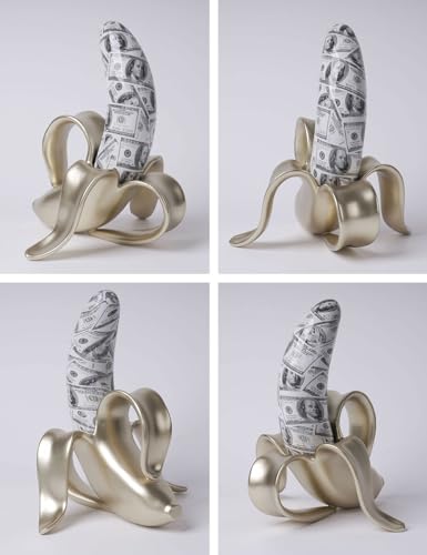 Banana Statue Abstract Sculpture Decor Modern Gift Table Centerpiece Figurine for Home Room Office Polyresin 13.4 Inch