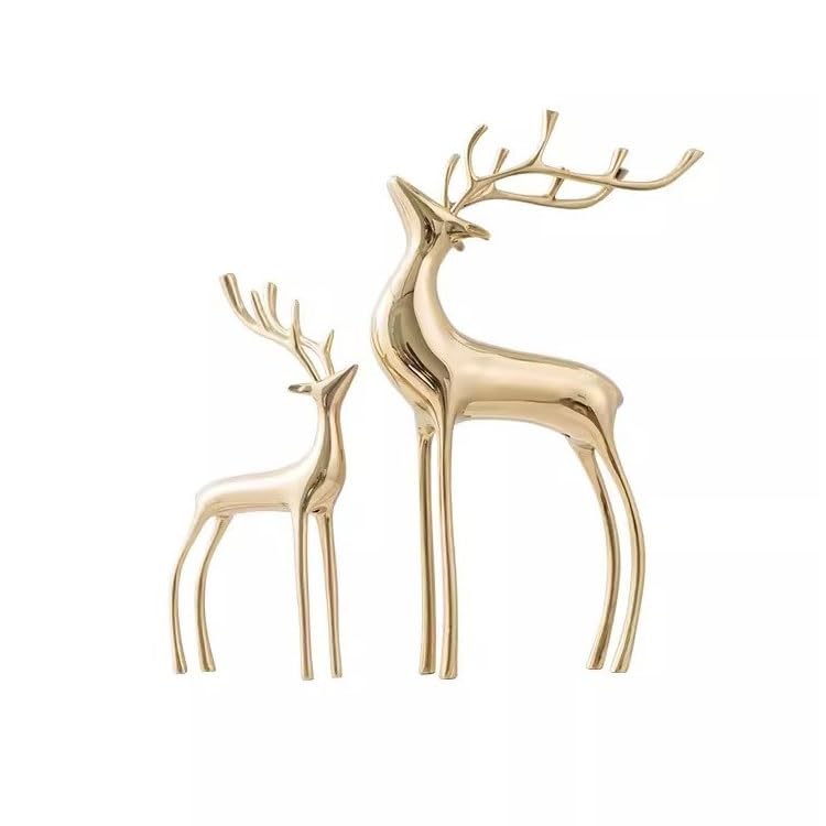 Statue Decorations Modern Luxury Copper Deer Ornament Living Room Coffee Table Entrance Hotel Soft Decorations Home Decor Object, WANGJIANJUN2023