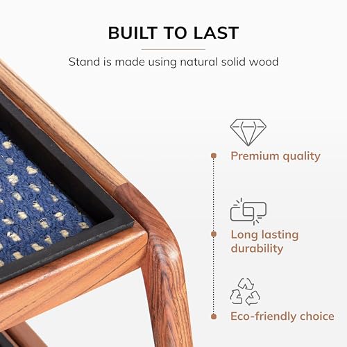 Anji Mountain Heavy Duty Waterproof Wooden Shoe Storage Mat Organizer/Boot Storage Tray Multi Use for Entryway with Coir, Blue and Ivory Insert, 2 Tier, Fits 4 Pair (26.5" Wide) - color: Blue and Ivory, size: 36.5" 22" 15"