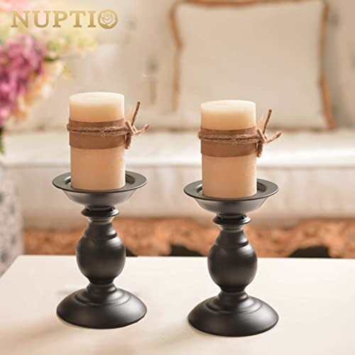 2 Pcs Black Pillar Candle Holders, Most Ideal for 3" Pillar Candles, Gifts for Wedding, Party, Home, Spa, Reiki, Votive Candle (2 x S) - color: Black, size: S + S