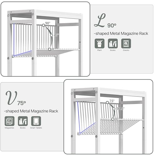 End Table Set of 2 for Small Space, 3-Tier Narrow Side Table with Magazine Holder,Small Nightstand, Skinny Snack Couch Table in Living Room, Bedroom Study and Balcony (White) - color: White-2pcs