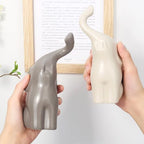 QINJIEJIE Elephant Statue Elephant Figurines Loving Gifts for Women Couples Ivory Wedding Anniversary Modern Ceramic Elephants Sculpture Lucky Elephants Ornament in Love - color: Beige & Grey