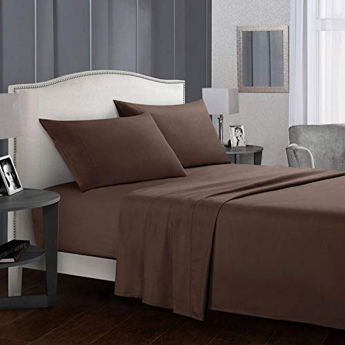 Italian 1500 Thread Count Heavy Soft Egyptian Cotton Sheet Set DEEP Pocket, Queen, Chocolate Solid, Premium Italian Finish (Features : Fully Elastic Fitted Sheet Fits 7-9" Pocket) - color: Chocolate ( Solid ), size: Queen Size (Fits 7-9 in Pockets)