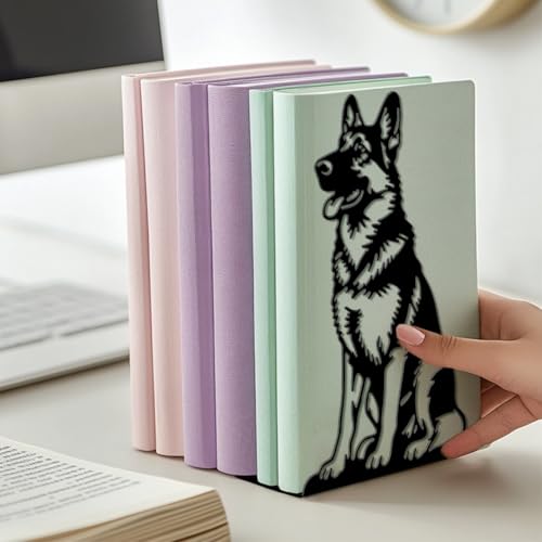 Peacoblue Metal Bookends for Shelves, Modern Decorative Heavy Duty Study Book Ends Stoppers for Office, Desk, Shelf, Room 5.3"x4.3"x7.9" Cast Iron Simple Tall Bookends 1 Pair (German Shepherd) - style: German Shepherd