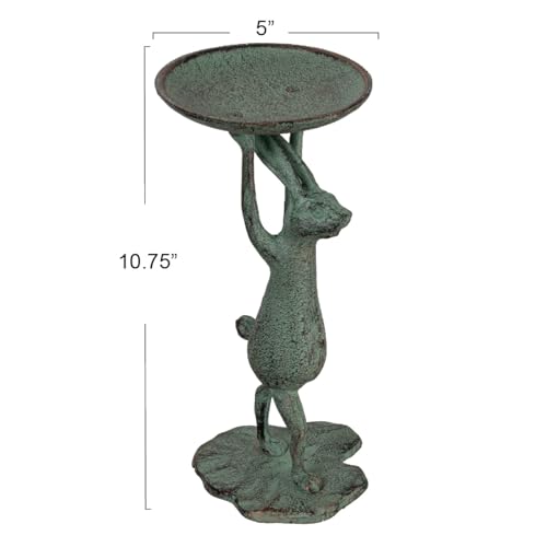 Creative Co-Op Cast Iron Bunny Rabbit Pillar Candle Holder (Holds 3 Inch Pillar Candle), Patina Finish - color: Patina