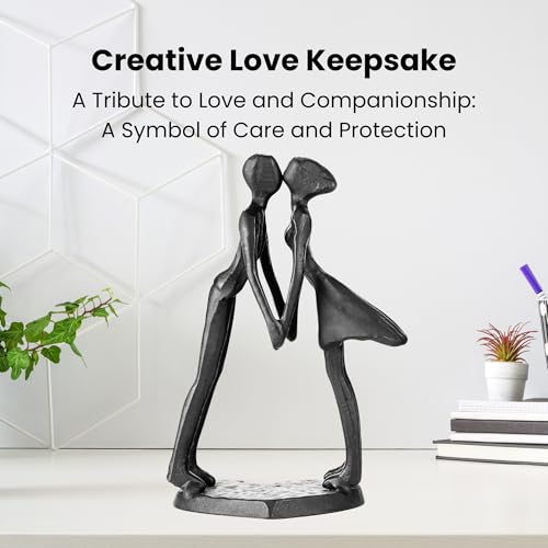 Cast Iron Gift for Anniversaries Wedding Anniversary Couple Sculpture Decorative Metal Statues Decor Metal Sculpture Art Romantic Figurines Propos Love Ornament for Couples Valentines - style: Sweet Kiss