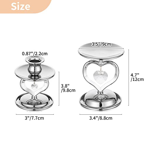 Nuptio Unity Candle Holder Silver Candlestick Holder for Pillar Taper Candles Metal Pillar Candle Holders Set of 3 Table Centerpiece for Wedding Anniversary Candlelight Dinner Decor - color: Silver, size: S+S+L