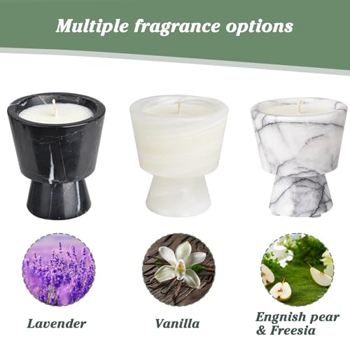 Marble Candle Holder | Soy Wax | Non-Toxic | Reusable Stone Jar |Votive Candle|Tealight Candle Holder|Distinctive Gift.Natural Aromatherapy for Women & Men - color: Lavender & Black Marble container