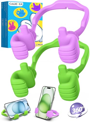 Gifts for Mothers Day Mom Wife Adults Cell Phone Stand - 2 Pack Thumbs Up Lazy Phone Holder for Desk Birthday Gifts for Kids Adults Women Men Stocking Stuffers (Bright Purple & Avocado Green, 2) - color: Bright Purple & Avocado Green, size: 2