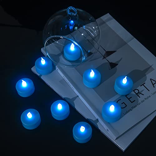 LED Tea Lights Candles- 50PACK Blue Flameless Candles Realistic and Bright Flickering Long Lasting 200Hours for Holiday Celebration,Party,Home Decoration,Battery Operated - color: Blue, size: 50pack