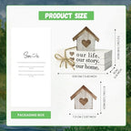 Smile Farmhouse Wooden Tabletop Decor Our Home Our Story Our Famliy Table Centerpiece, Block Sign Tiered Tray Decoration for Kitchen Shelves Desk Mantel - style: Our Story