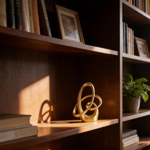 Gold Knot Decor -7.1" Resin Gold Knot Statue, Gold Statues Home Decor, Abstract Sculptures Home Decor, Knot Decor for Coffee Table, Luxury Mantel Shelf Decor, Wedding Sculpture - color: Gold, size: 7.1in
