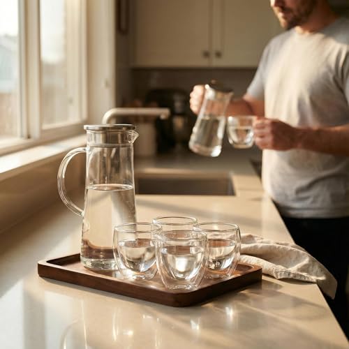 Solid Walnut Small Serving Tray - 11.81" x 7.8" x 0.79" One Piece Walnut Tray 1/4‘’ deep for Coffee Table, Breakfast,Bathroom Vanity, Perfume Display,Home Decor, Natural Finish, No Glue Joints