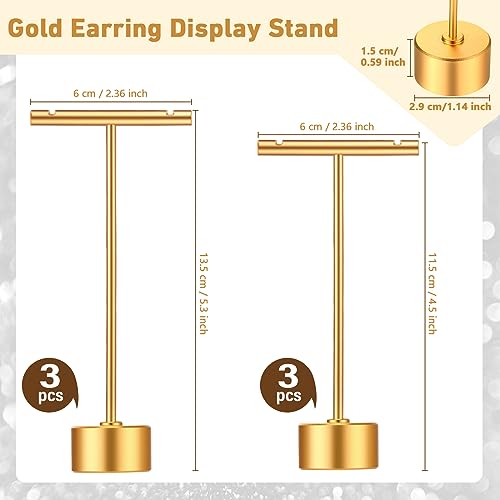 Kigeli 6 Pack Metal T-Bar Earring Display Stand Retail Earring Display Holder Detachable Jewelry Storage Rack for Selling Photography Prop
