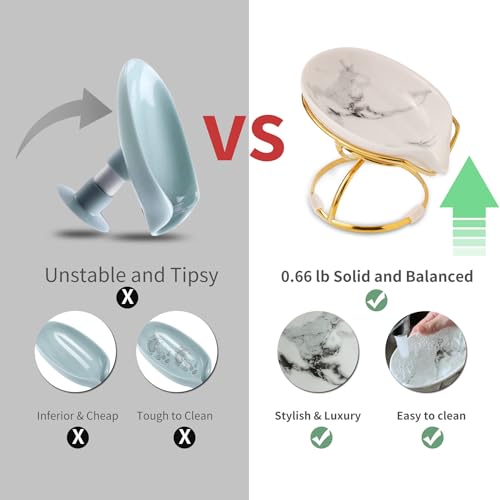 Dobbyby Leaf-Shaped Ceramic Soap Dish with Drain, Holder, Saver, Tray, Bar Soap Holder, Easy Cleaning, for Shower Bathroom Kitchen Sink Bathtub, Pro-Environment White - color: White