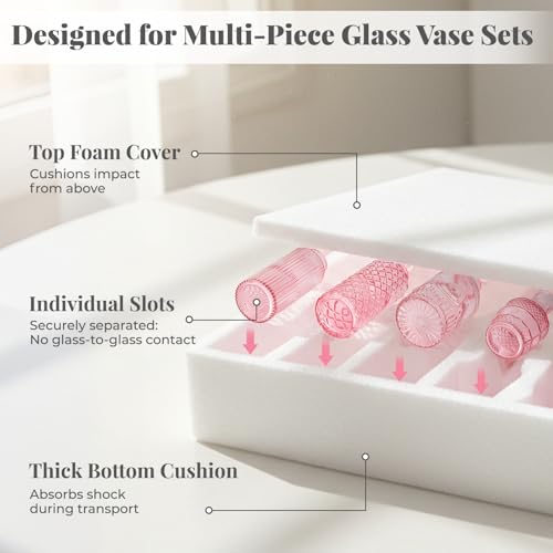 12 Pack Bud Vase in Bulk - BEAHOT Pink Flower Vases for Wedding Decorations, Glass Vase for Table Decorations, Small Vase for Home, Mother's Day, Centerpieces, Party, Office (Pink) - color: Pink