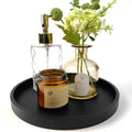 Silicone Bathroom Tray - 9-Inch Round Vanity Tray, Suitable for Candles, Perfumes, Soap Dispensers Black - color: Black