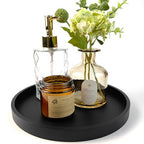 Silicone Bathroom Tray - 9-Inch Round Vanity Tray, Suitable for Candles, Perfumes, Soap Dispensers Black - color: Black
