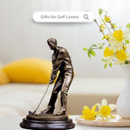 9.1'' Bronze Golf Putting Statue, Handcrafted Golfer Figurine Sculpture with Marble Base, Classic Sports Art Collectible for Home Office Decor and Golf Enthusiasts Gift - size: 9.1" Man