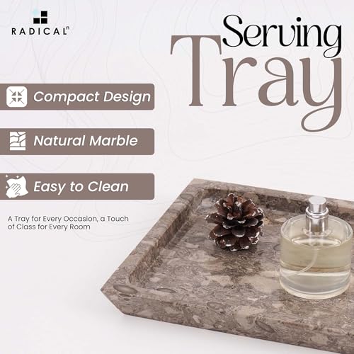 Radicaln Marble Serving Tray 12" Inches Oceanic Handmade Rectangle Tray for Party Ideal Serving Bowl for Entertaining, Trays for Serving Food & Cafetetria Trays - color: Oceanic
