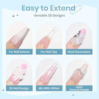 Sculpting Gel for 3D Nail Art Gel Non Stick Hand Solid Builder Hard Gels for Extension Carving Sculpting Beauty Nail Charms for Beginner and Salon DIY - color: Clear&Pink&Nude