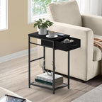 CADUKE 2 Tier PC Stand - Black Computer Tower Stand with Fabric Drawer, Modern Printer Stand with Wheels, Under Desk for Office & Study Room - color: Black