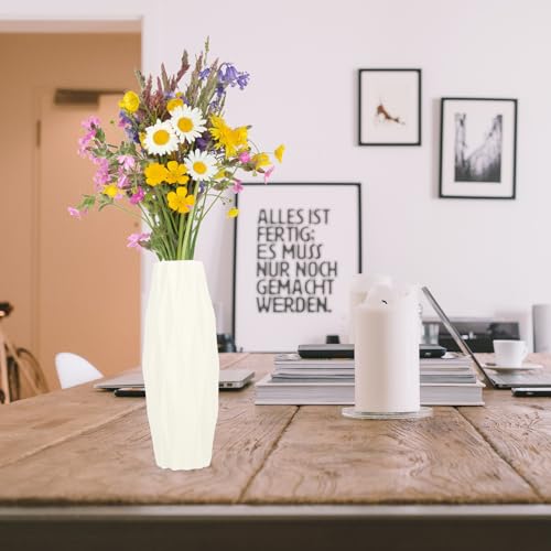 1Pc White Nordic Style Vase - Modern Minimalist Decorative Flower Container for Home and Office Decor 8.26 Inch Tall