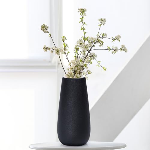 D'vine Dev 12 Inch Raven Grain Elegant Oval Ceramic Vase for Flowers, Home Décor Vase with Design Box, VS-LD-C-3 - color: Raven Grain, size: 12 Inch
