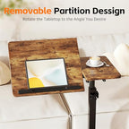 LINGMI Overbed Bedside Desk Mobile Rolling Laptop Stand Tilting Overbed Table with Wheels Height Adjustable Tray Table for Laptop Bed Sofa Side Table - color: Rustic Brown